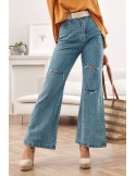 Wide, high-waisted denim pants 57610 - Online store - Boutique